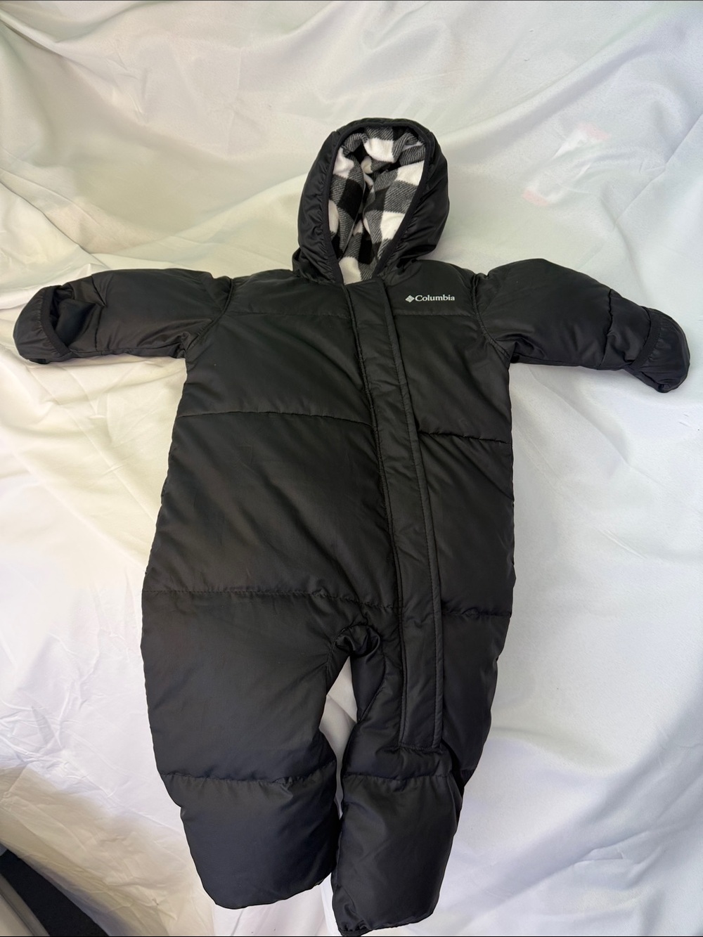 Columbia Black Infant Bunting with Plaid Hood Lining
